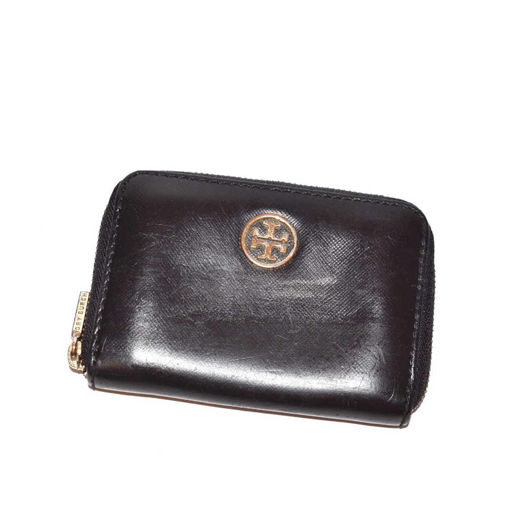 Tory Burch Robinson Zip Coin Case Black Leather